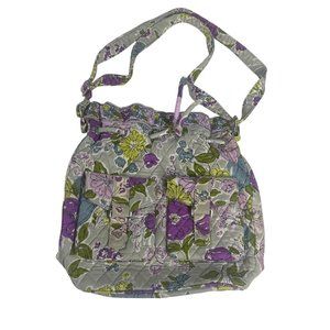 Vera Bradley Daisy Hipster Crossbody Tote Bag Hobo Quilted Purple Blue
